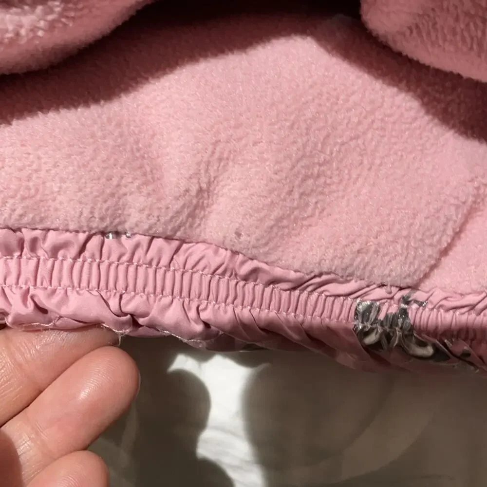 Children place L pink silver unicorn warm puffer coat hood faux fur trim NWT